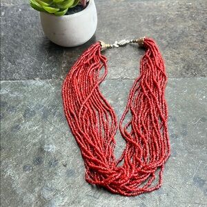 Natural VTG Red Coral seed bead Necklace